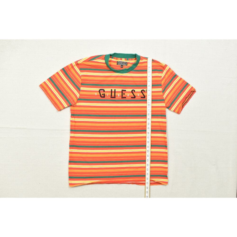 GUESS x J Balvin Vibras Striped Short Sleeve T-Shirt Men's Size Small Orange Gre - Picture 4 of 8